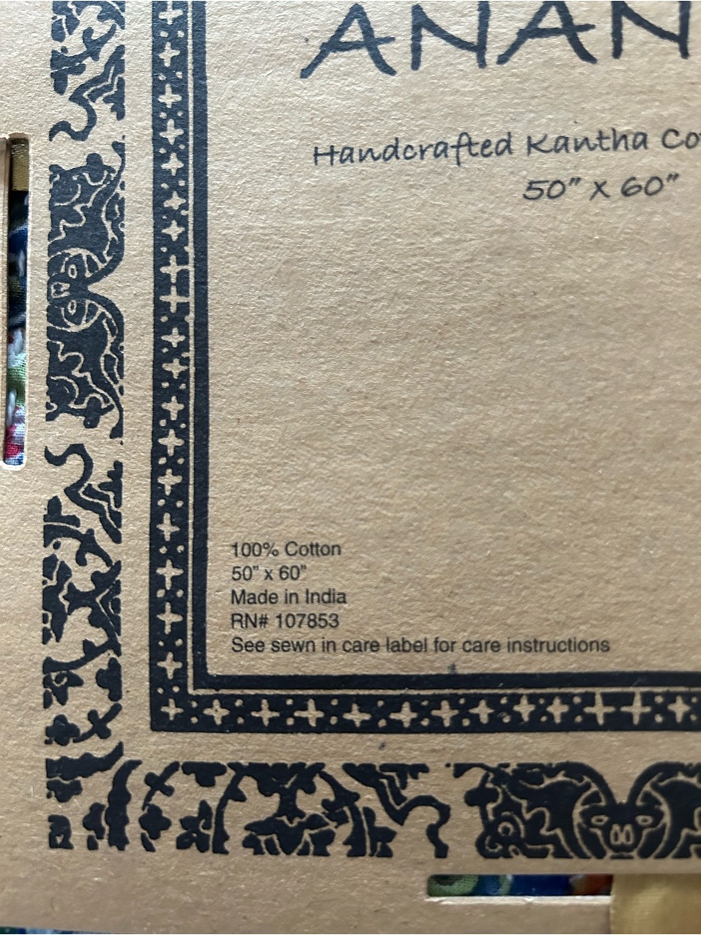 ANANYA Handcrafted Kantha Cotton Throw - Blue & Multicolor